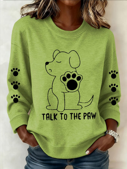 Women's Talking With Paws Funny Puppy Print Sweatshirt