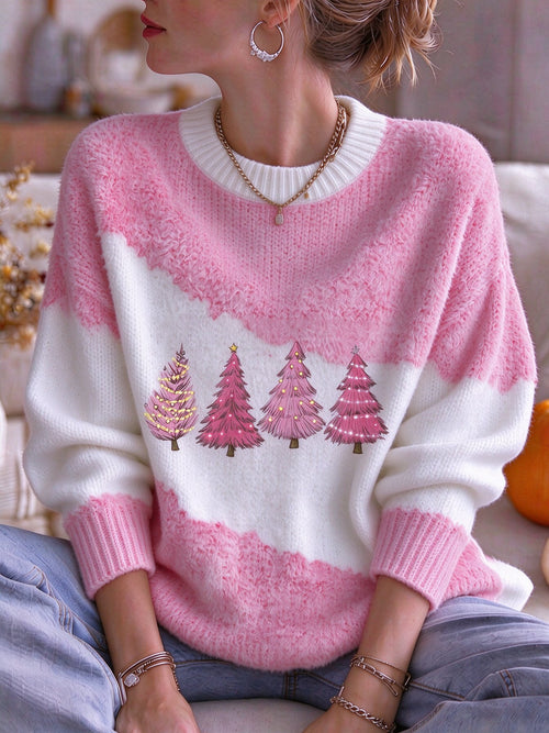 Women's Christmas Print Casual Knit Top