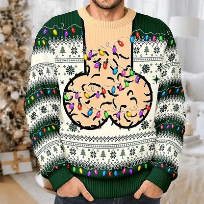 Funny Christmas Gift For Bald Dad Papa Husband - Personalized Unisex Ugly Sweater