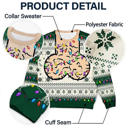 Funny Christmas Gift For Bald Dad Papa Husband - Personalized Unisex Ugly Sweater