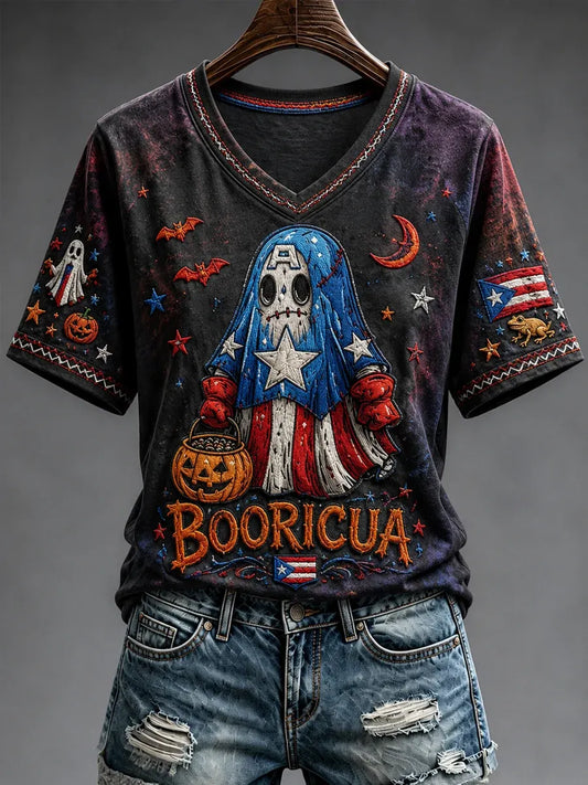 🎃Women's Puerto Rico Halloween Print T-Shirt