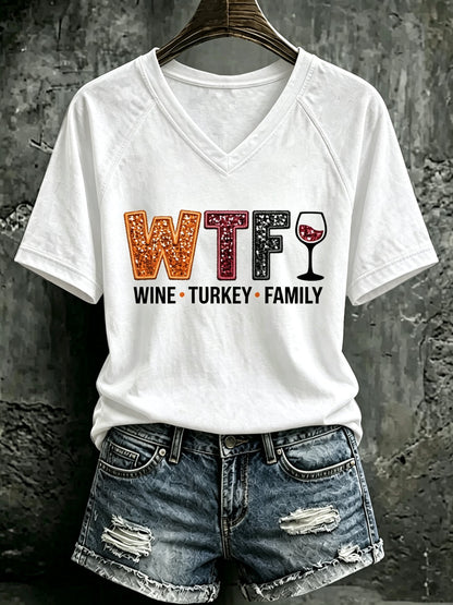 Women's Thanksgiving Print Casual T-shirt
