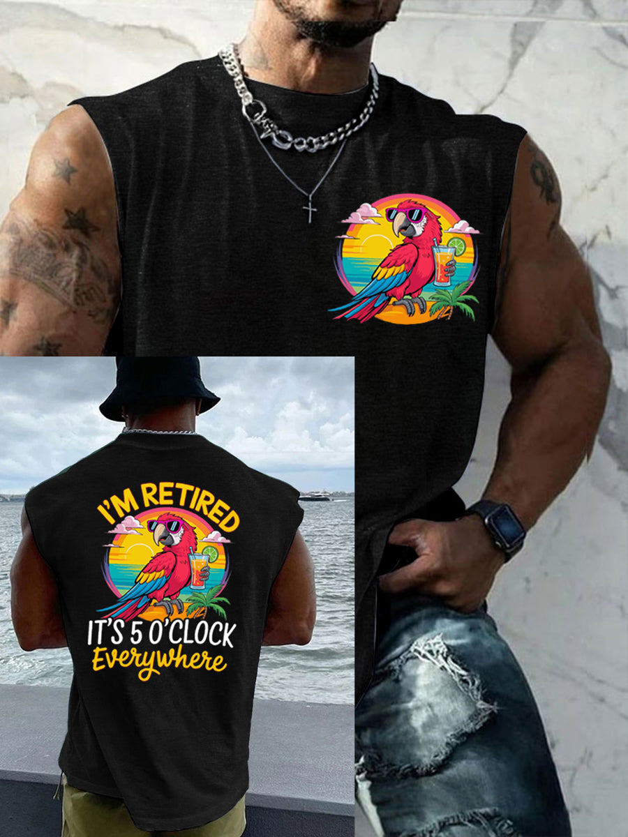 Men's I‘m Retired It‘s 5 O'clock Everywhere Parrot Casual Tank Top