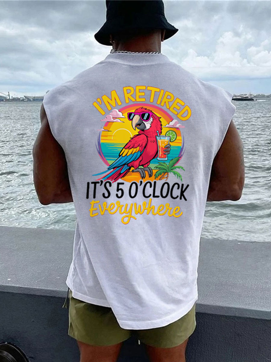 Men's I‘m Retired It‘s 5 O'clock Everywhere Parrot Casual Tank Top