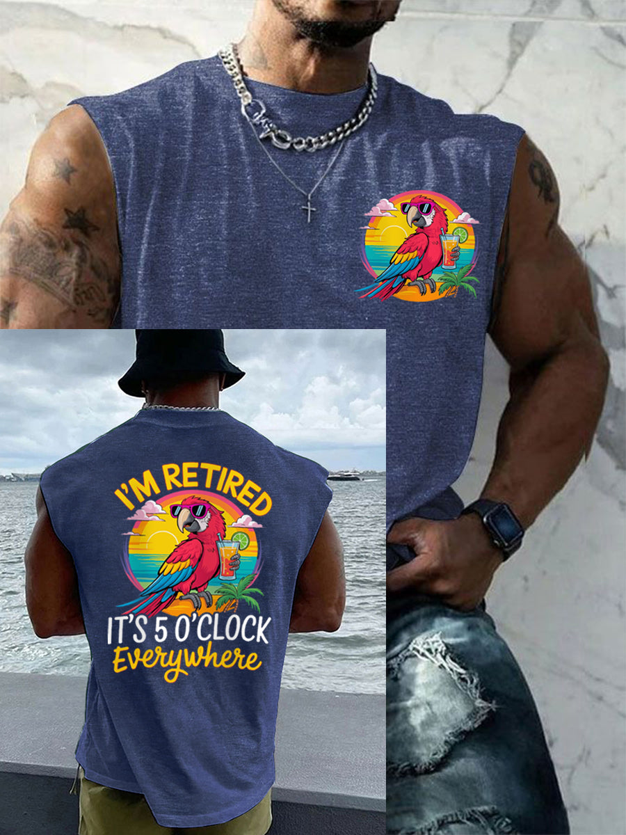 Men's I‘m Retired It‘s 5 O'clock Everywhere Parrot Casual Tank Top
