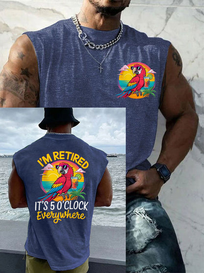 Men's I‘m Retired It‘s 5 O'clock Everywhere Parrot Casual Tank Top