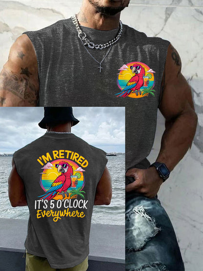 Men's I‘m Retired It‘s 5 O'clock Everywhere Parrot Casual Tank Top
