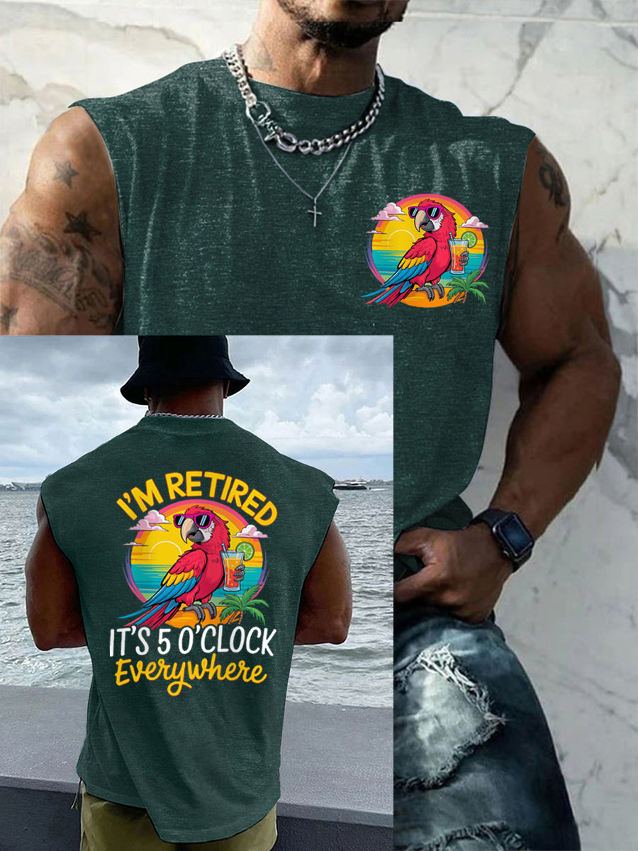 Men's I‘m Retired It‘s 5 O'clock Everywhere Parrot Casual Tank Top