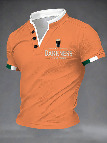 Men's Hello Darkness My Old Friend Double Layer Collar T-Shirt