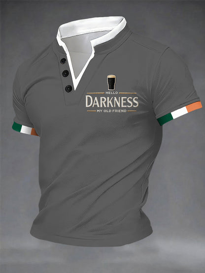 Men's Hello Darkness My Old Friend Double Layer Collar T-Shirt