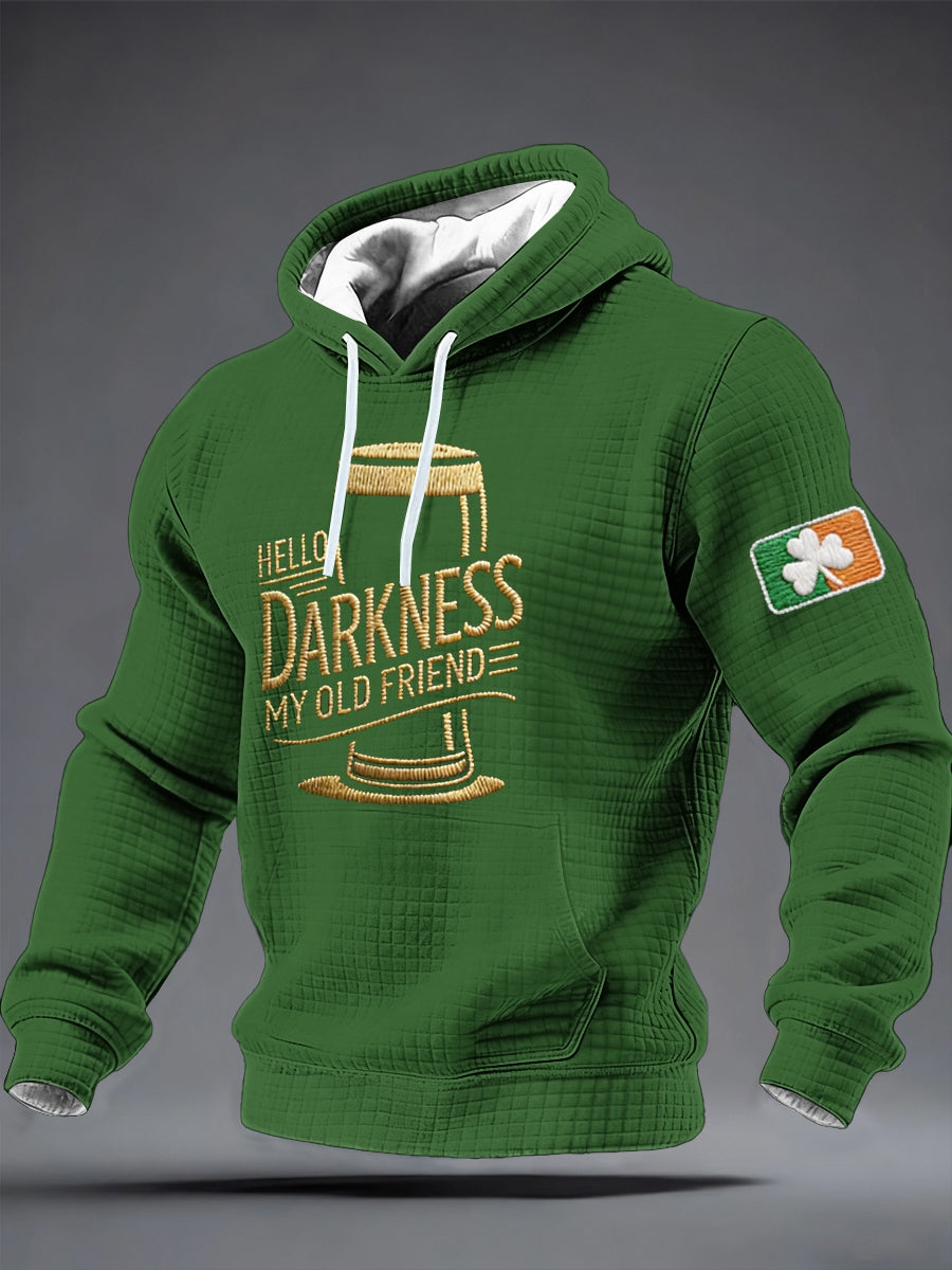 Men's Hello Darkness My Old Friend Checkered Cotton Hoodie
