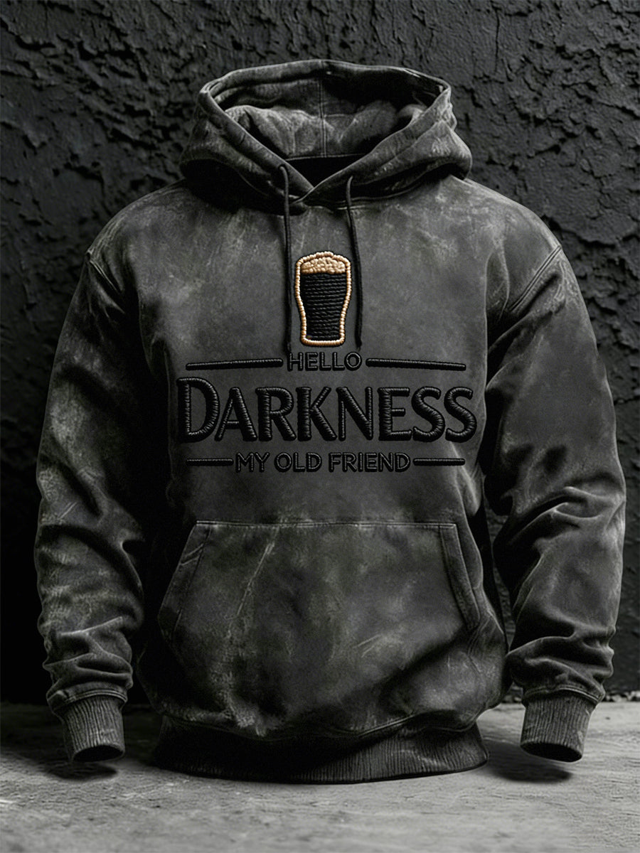 Men's Hello Darkness My Old Friend Print Hoodie with Pocket