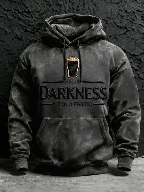 Men's Hello Darkness My Old Friend Print Hoodie with Pocket