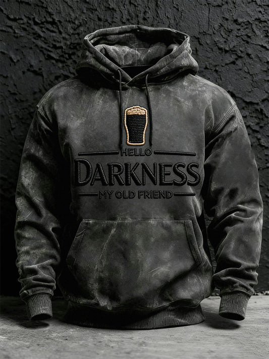 Men's Hello Darkness My Old Friend Print Hoodie with Pocket