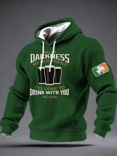 Men's Hello Darkness My Old Friend Checkered Cotton Hoodie