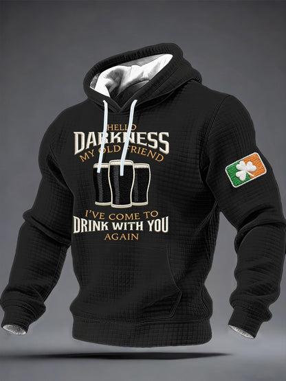 Men's Hello Darkness My Old Friend Checkered Cotton Hoodie