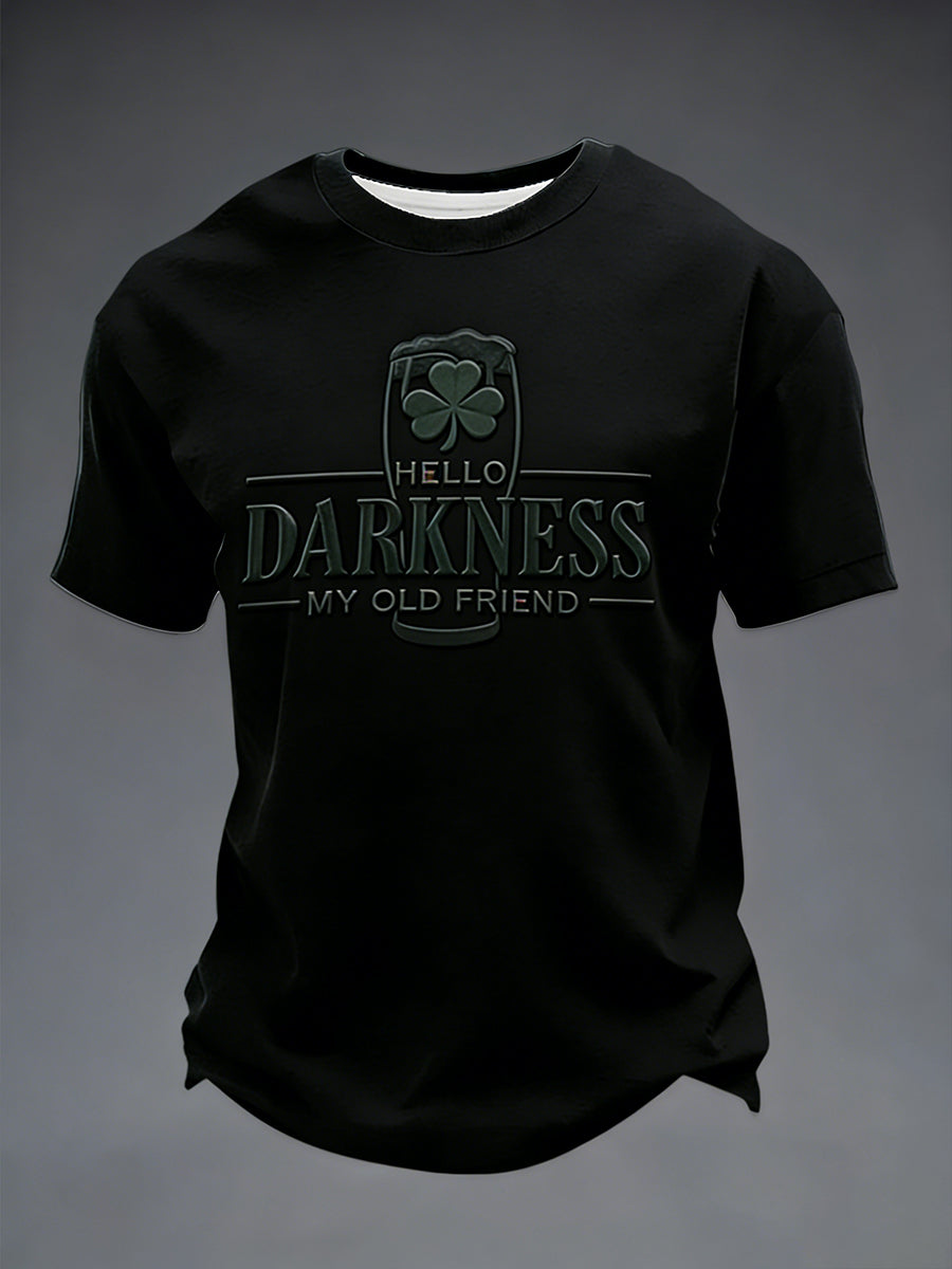 Men's Hello Darkness My Old Friend Patchwork Print T-shirt