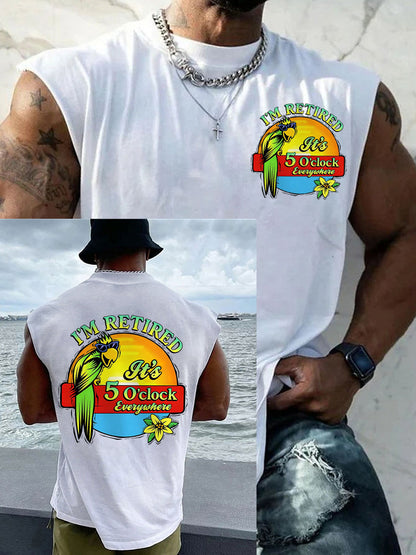 Men's I‘m Retired It‘s 5 O'clock Everywhere Parrot Casual Tank Top