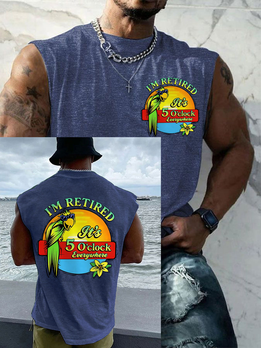 Men's I‘m Retired It‘s 5 O'clock Everywhere Parrot Casual Tank Top