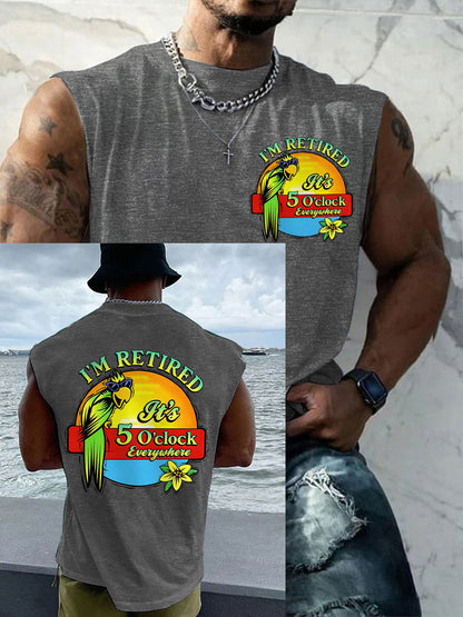 Men's I‘m Retired It‘s 5 O'clock Everywhere Parrot Casual Tank Top