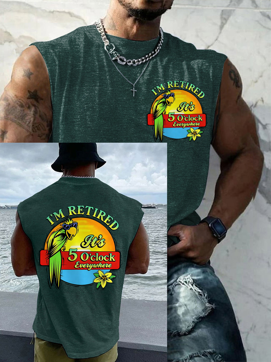 Men's I‘m Retired It‘s 5 O'clock Everywhere Parrot Casual Tank Top