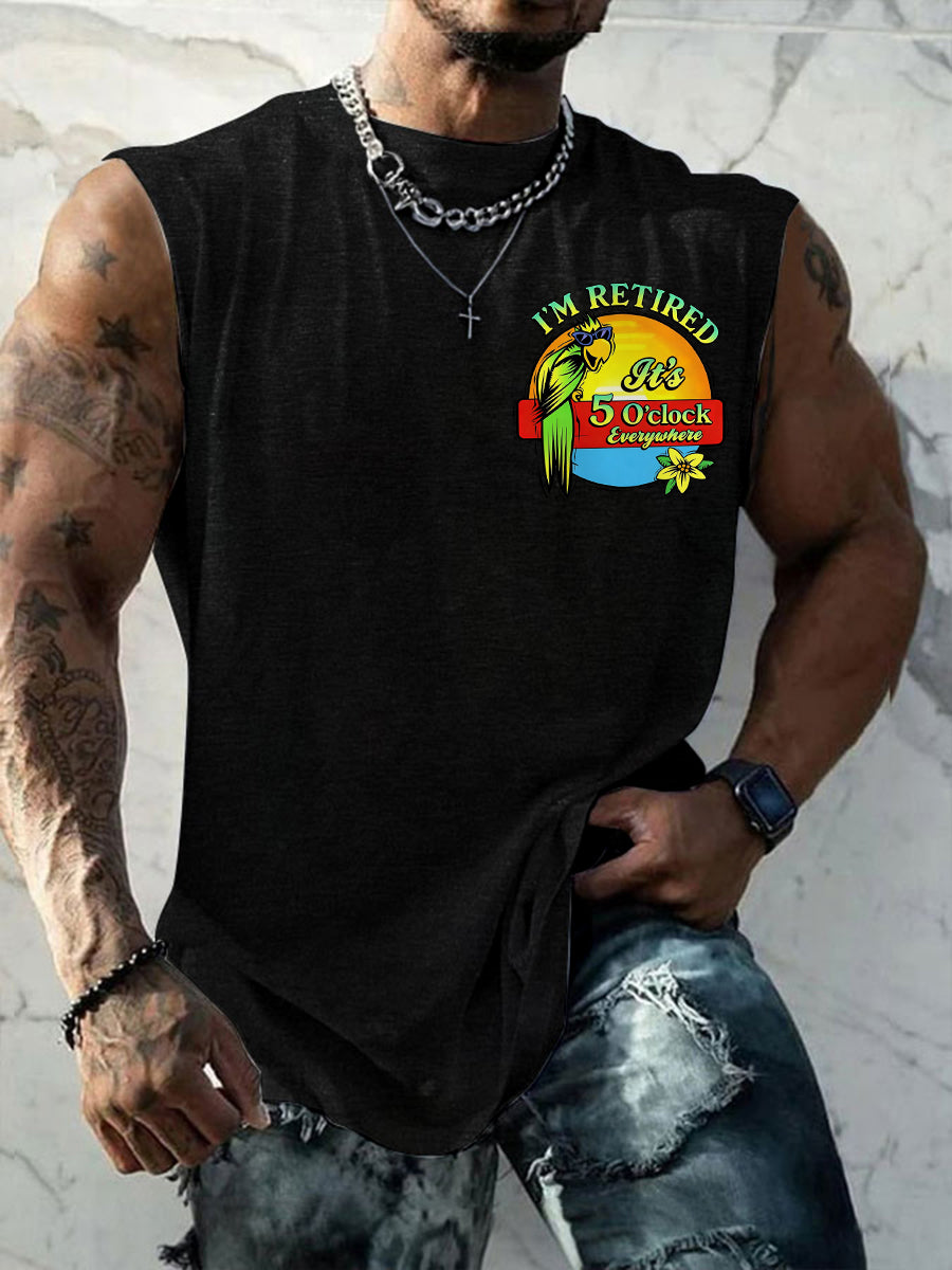 Men's I‘m Retired It‘s 5 O'clock Everywhere Parrot Casual Tank Top