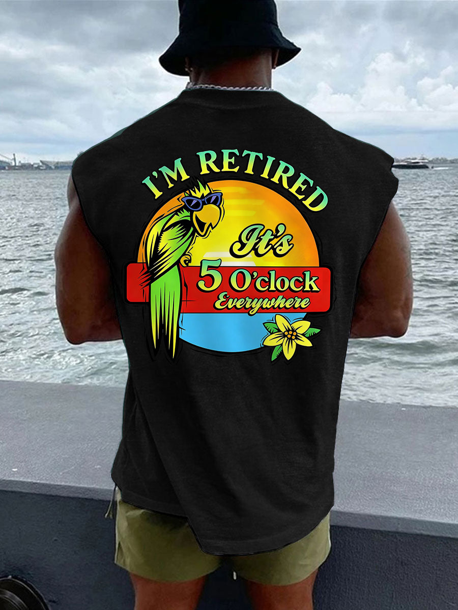 Men's I‘m Retired It‘s 5 O'clock Everywhere Parrot Casual Tank Top