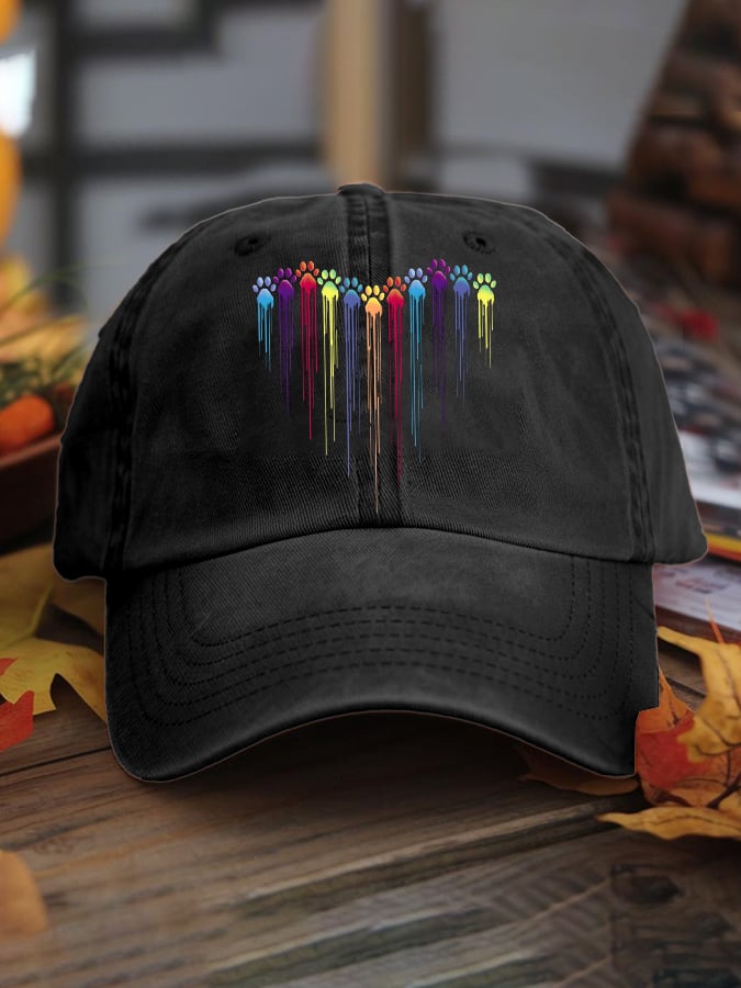 Unisex Colorful Dog Heart Paw Print Baseball Cap