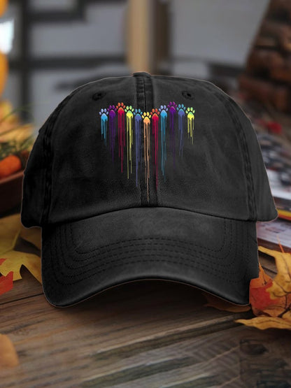 Unisex Colorful Dog Heart Paw Print Baseball Cap
