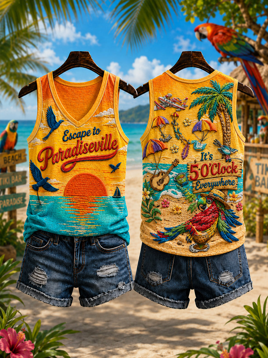 Women's It's 5 O'clock Everywhere Parrot Print Casual Vest