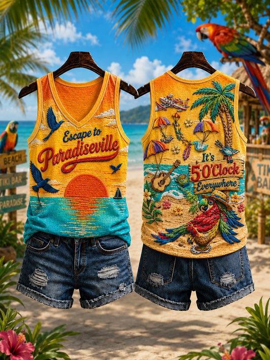 Women's It's 5 O'clock Everywhere Parrot Print Casual Vest
