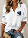 Women's 9.11 Never Forget Mid-length Sleeves V-Neck T-Shirt