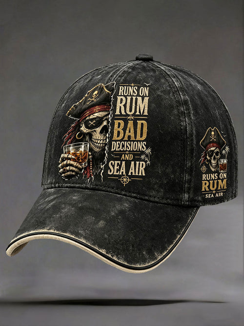 "Runs on Rum, Bad Decisions, and Sea Air" Unisex Vintage Hats