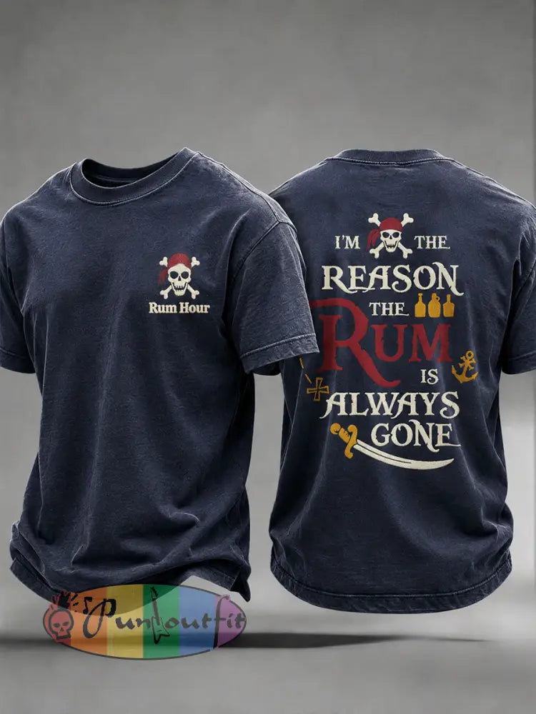 Men's "I am the reason the rum is always gone" Fun Pirate Rum Casual T-shirt