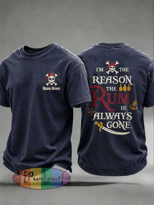 Men's "I am the reason the rum is always gone" Fun Pirate Rum Casual T-shirt