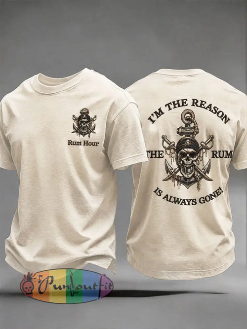 Men's "I am the reason the rum is always gone" Fun Pirate Rum Casual T-shirt