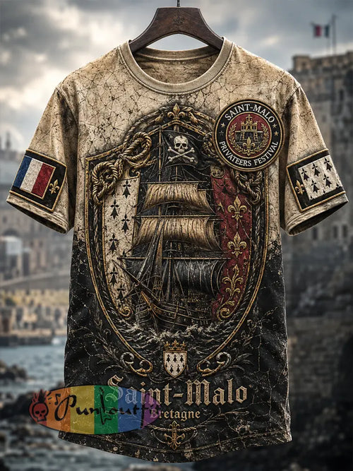 Men's Saint-Malo Privateer Gothic France Short Sleeves T-Shirt