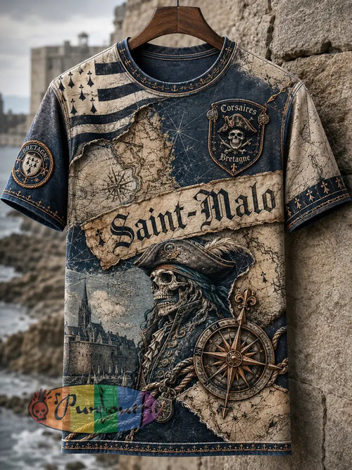 Men's Saint-Malo Privateer Gothic France Short Sleeves T-Shirt