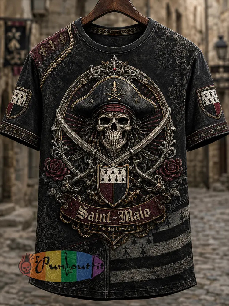 Men's Saint-Malo Privateer Gothic France Short Sleeves T-Shirt