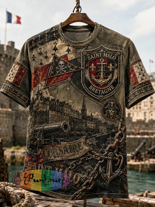 Men's Saint-Malo Privateer Gothic France Short Sleeves T-Shirt