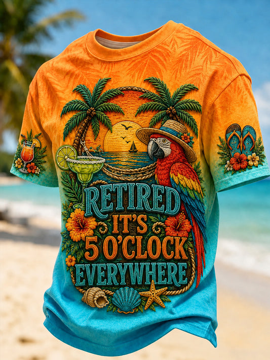 Men's I'm Retired It's 5 O'clock Everywhere Parrot Short Sleeve T-shirt