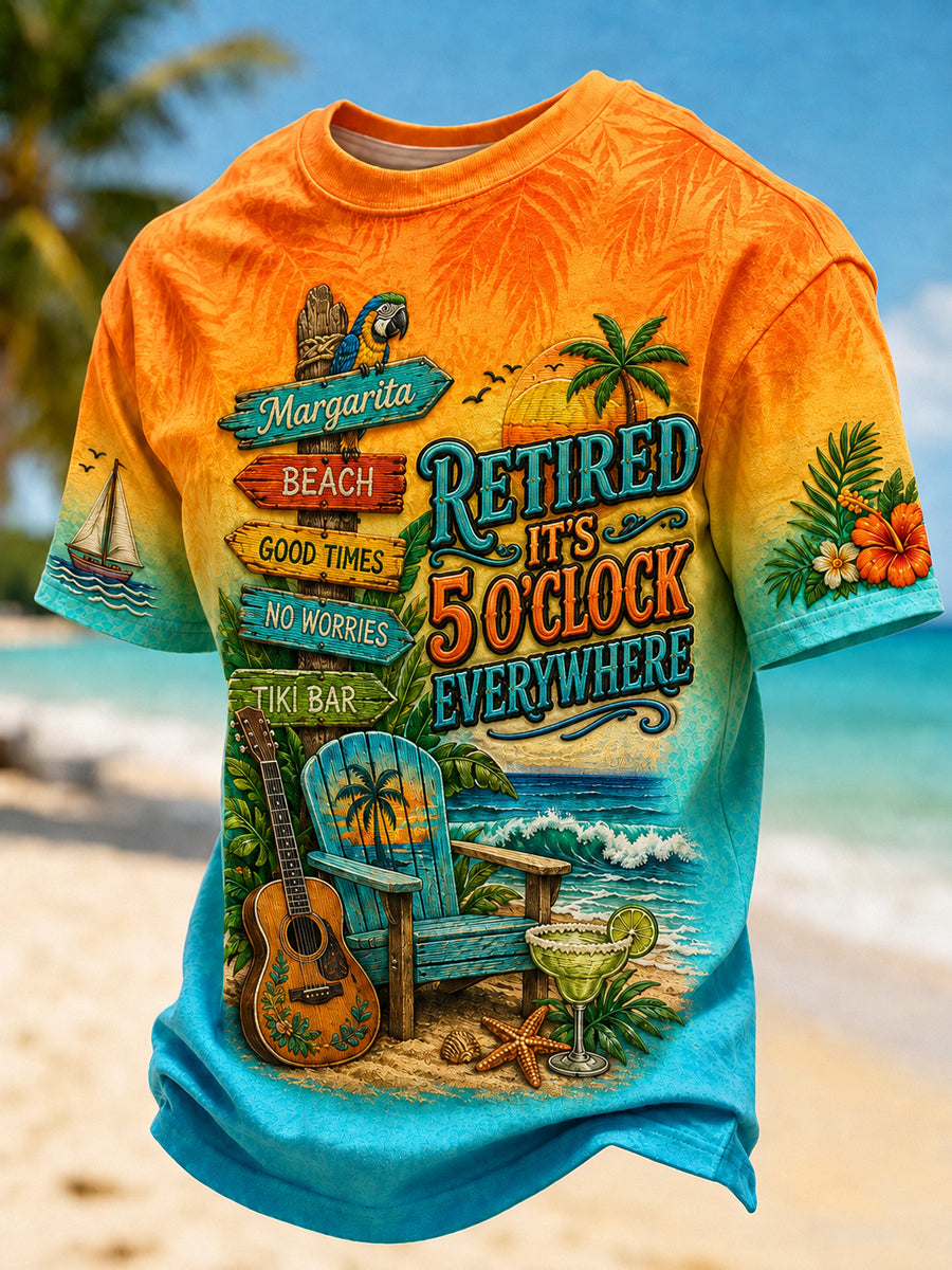 Men's I'm Retired It's 5 O'clock Everywhere Parrot Short Sleeve T-shirt