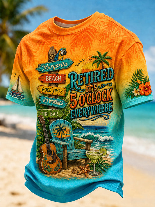Men's I'm Retired It's 5 O'clock Everywhere Parrot Short Sleeve T-shirt