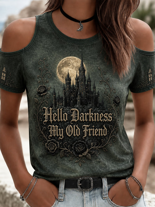 Women's Hello Darkness My Old Friend Halloween Print T-shirt