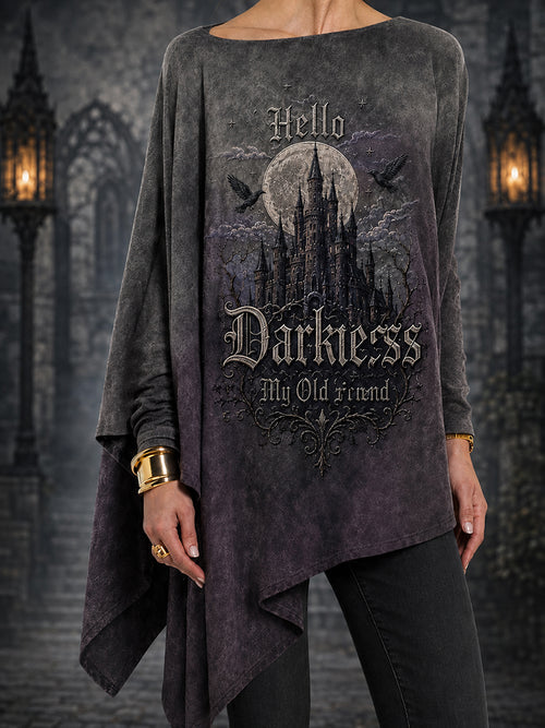 Women's Hello Darkness My Old Friend Halloween Print Casual Top