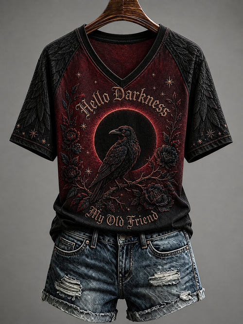 Women's Hello Darkness My Old Friend Halloween Print T-Shirt