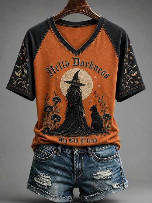 Women's Hello Darkness My Old Friend Halloween Print T-Shirt