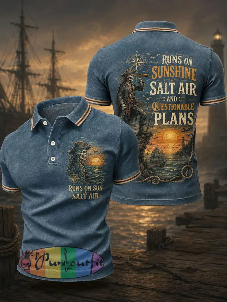 Men's "RUNS ON SUNSHINE SALT AIR AND QUESTIONABLE PLANS" Tops