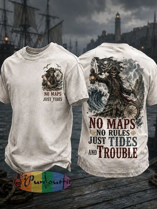 Men's "NO MAPS NO RULES JUST TIDES AND TROUBLE" Tops