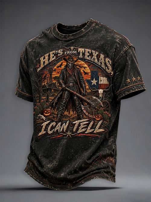 Men's Texas Halloween Printed T-shirt